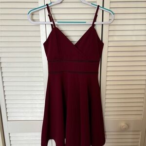 June and Ivy A Line Spaghetti Strap Maroon Dress